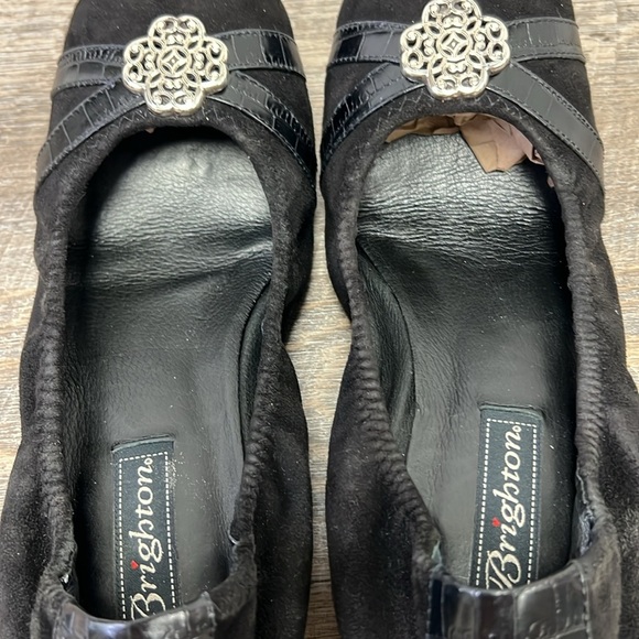 Brighton DANCER Black Suede Croc Embossed Ballet Flats Size 9 - Picture 4 of 14